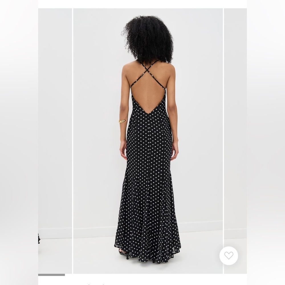 Runaway the Label Black and White Polka Dot Maxi Dress Valentines Day Dress S - Picture 3 of 16